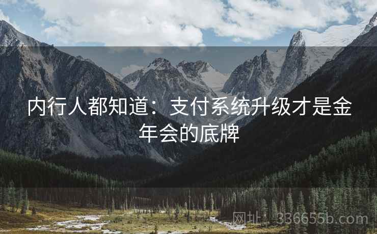 内行人都知道：支付系统升级才是金年会的底牌