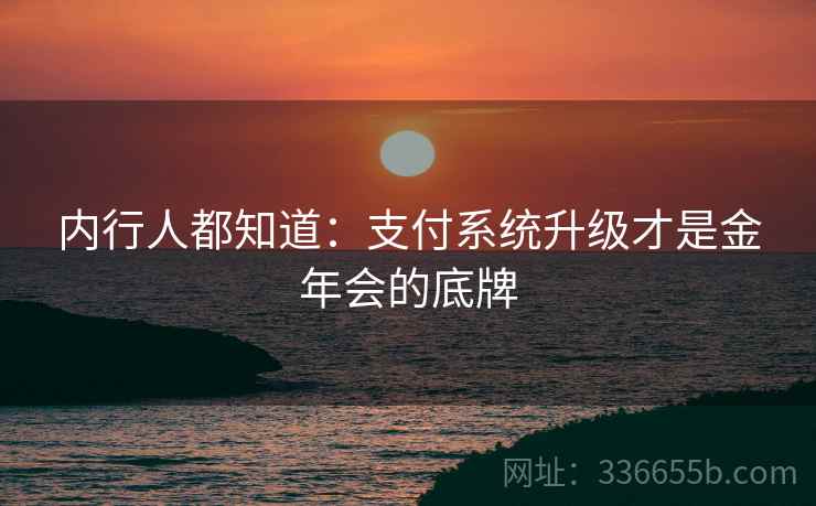 内行人都知道：支付系统升级才是金年会的底牌